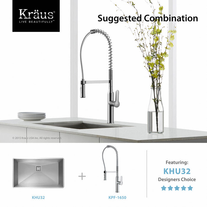 KRAUS KPF-1650CH Nola Single-Handle Commercial Style Kitchen Faucet with Dual-Function Sprayer in Chrome