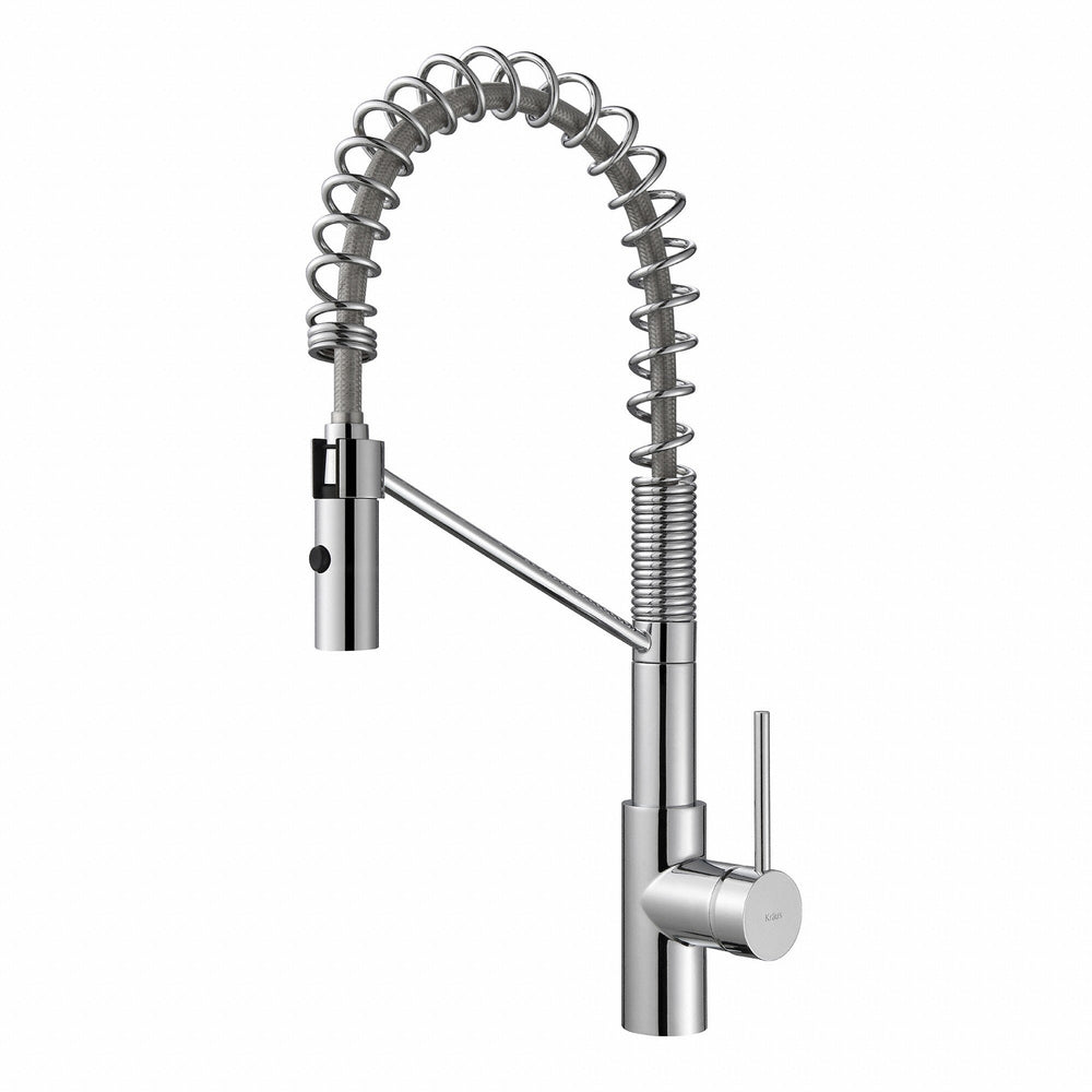 KRAUS Oletto Single-Handle Commercial Style Kitchen Faucet with Dual-Function Sprayer in Stainless Steel