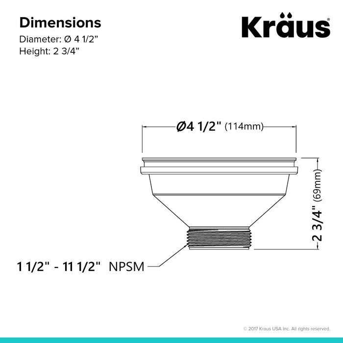 KRAUS Kitchen Sink Strainer Drain Assembly